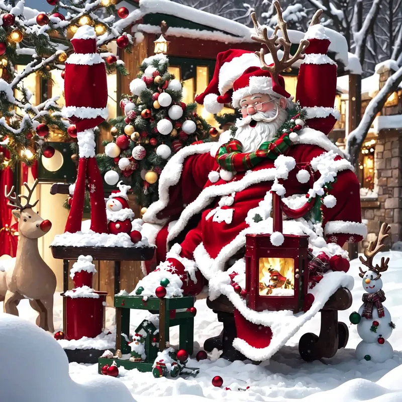 Santa photo styled as a scannable QR code