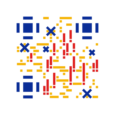 Stitch artistic QR code style rendering the link link2qr.com
