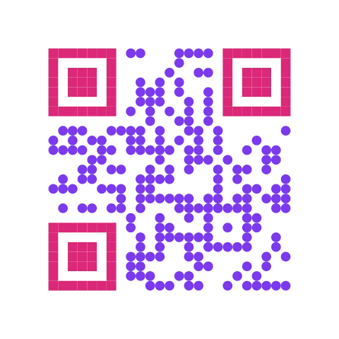 Dots artistic QR code style rendering the link link2qr.com